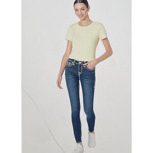 True Religion Jennie Curvy Mid Rise Skinny Jeans Size 24 Blue Denim